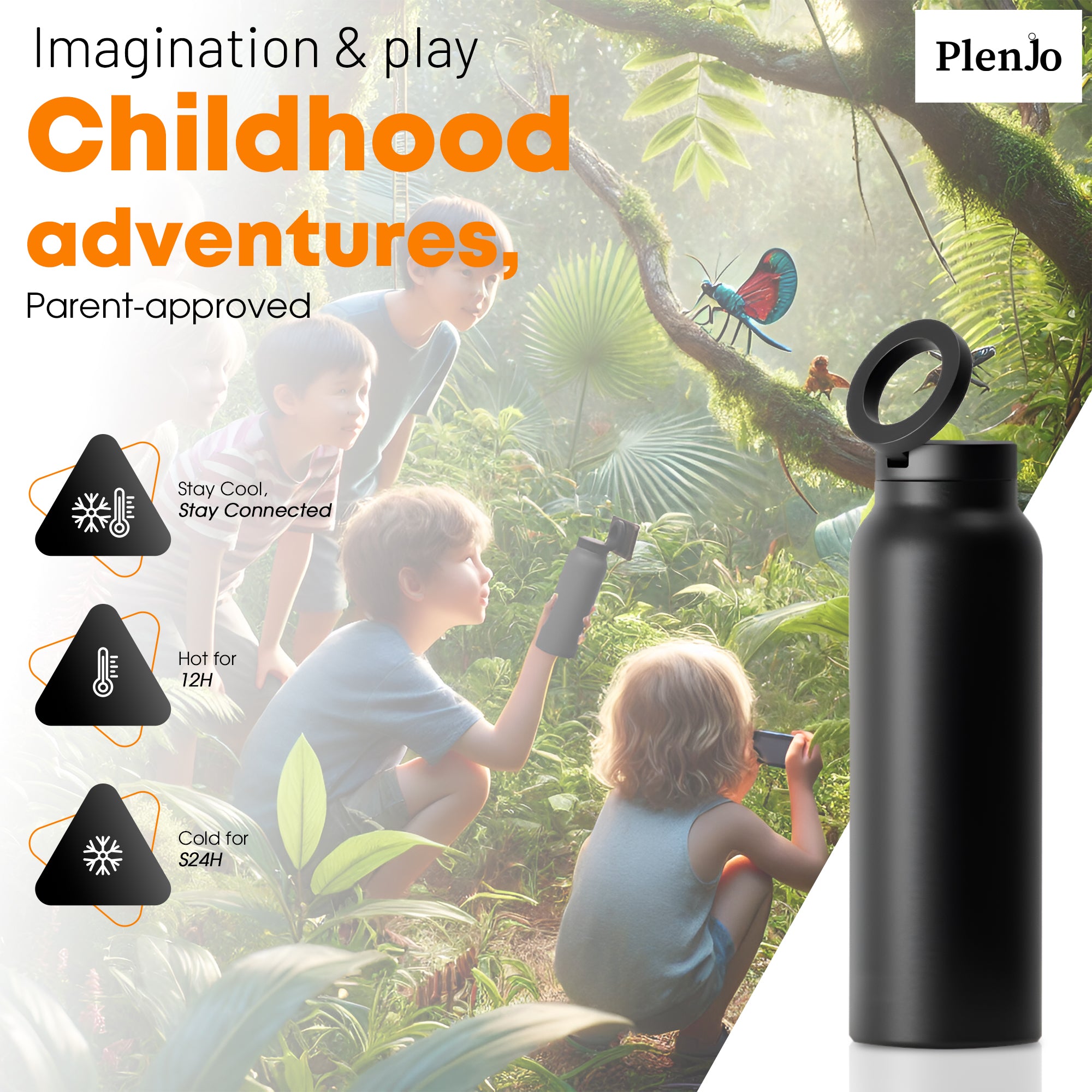 FreshGrip® Magnetic Water Bottle – Insulated Sports Bottle with Built-In Phone Holder