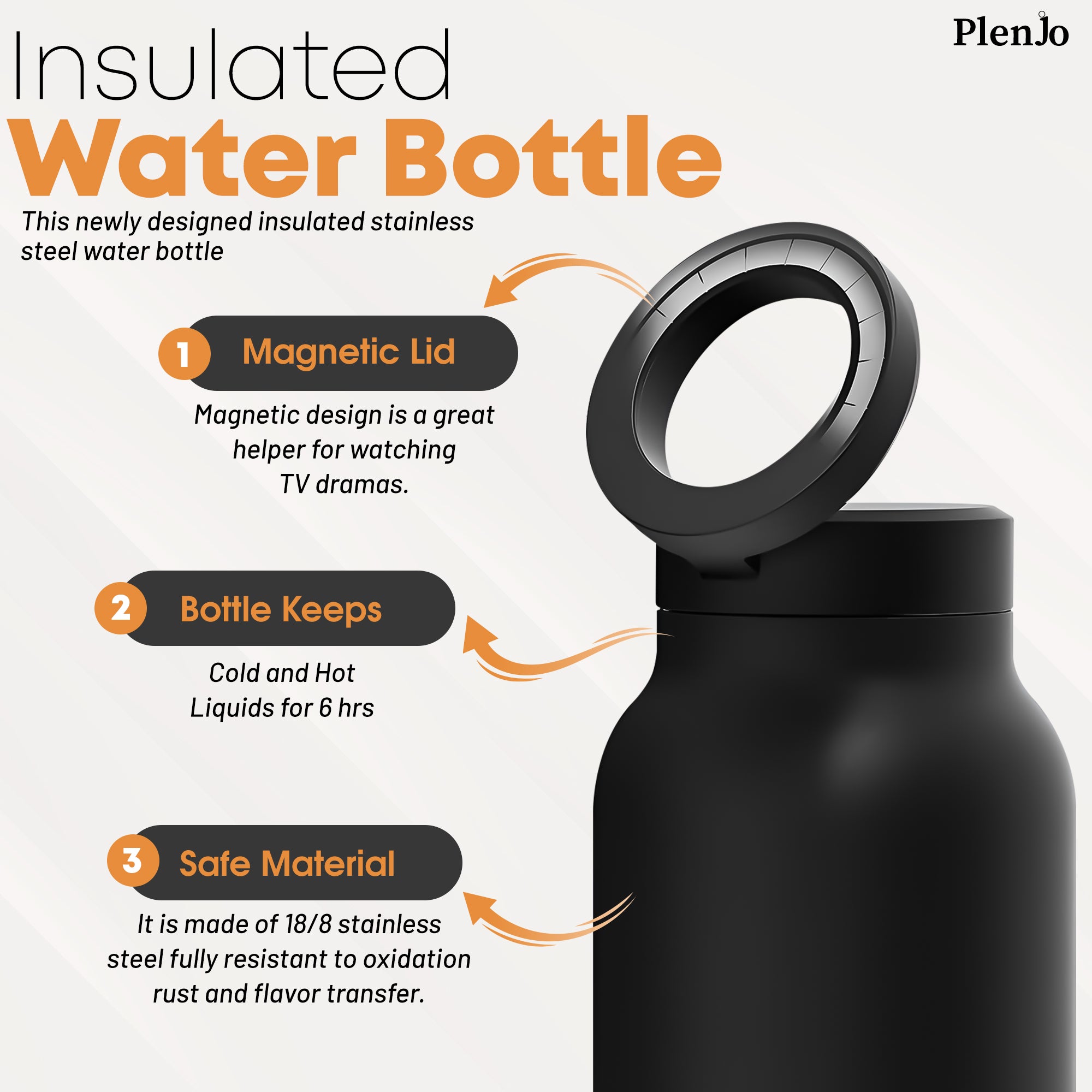 FreshGrip® Magnetic Water Bottle – Insulated Sports Bottle with Built-In Phone Holder